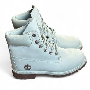 Timberland Kids 6" Premium Waterproof Nubuck Leather Boots Boys 5.5 Sky Blue